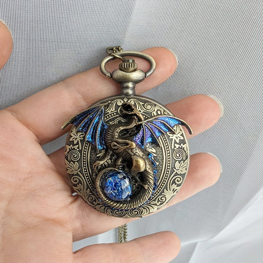 Dragon pocket watch necklace