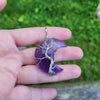 Natural Amethyst Stone Crescent Moon, Tree of Life Wire Wrapped Necklace, Healing Stones, Amethyst Necklace