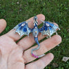 Blue with pink rhinestones Dragon Necklace, Dragon Jewelry, Dragon Brooch, Fantasy Jewelry