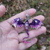 Purple Dragon Necklace Brooch, Dragon Jewelry,, Fantasy Jewelry