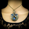 Unique Handmade Dragon Necklace Pocket Watch with Blue Opal Replica, Fantasy Jewelry, Gothic Jewelry, Dragon Jewelry