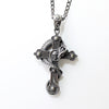 Gothic Skull Necklace on Cross with Dragon, Dragon Necklace, Gothic Jewelry