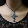 Gothic Skull Necklace on Cross with Dragon, Dragon Necklace, Gothic Jewelry