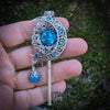 Handmade Magical fantasy moon key necklace with high quality blue crystals.  This unique piece of Fantasy key jewelry makes the perfect sparkly gift!