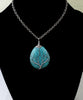 Pear Shaped Natural Turquoise Healing Stones, Tree of Life Wire Wrapped Necklace in Silver