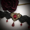 Gothic Red Choker Necklace made with Swarovski Crystals