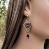 Vintage crystal Amethyst earrings - wedding jewelry set - bridal jewelry set