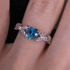 White Gold CZ Blue Topaz Heart Shaped Promise Ring, Engagement Rings, December Birthstone