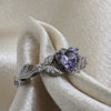 White Gold CZ Lavender Heart Shaped Ring, Purple Engagement Rings , Promise Ring, June Birthstone