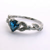 White Gold Sapphire Heart Shaped Engagement Rings, Promise Ring, September Birthstone