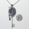 Magical Silver Fantasy Crescent Moon Fairy Key Necklace made with Swarovski crystals.