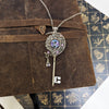 Magical Silver Fantasy Crescent Moon Fairy Key Necklace made with Swarovski crystals.