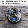 Large Gothic Dragon Pocket Watch Necklace with Blue Opal, Fantasy Jewelry, Dragon Lover Gift