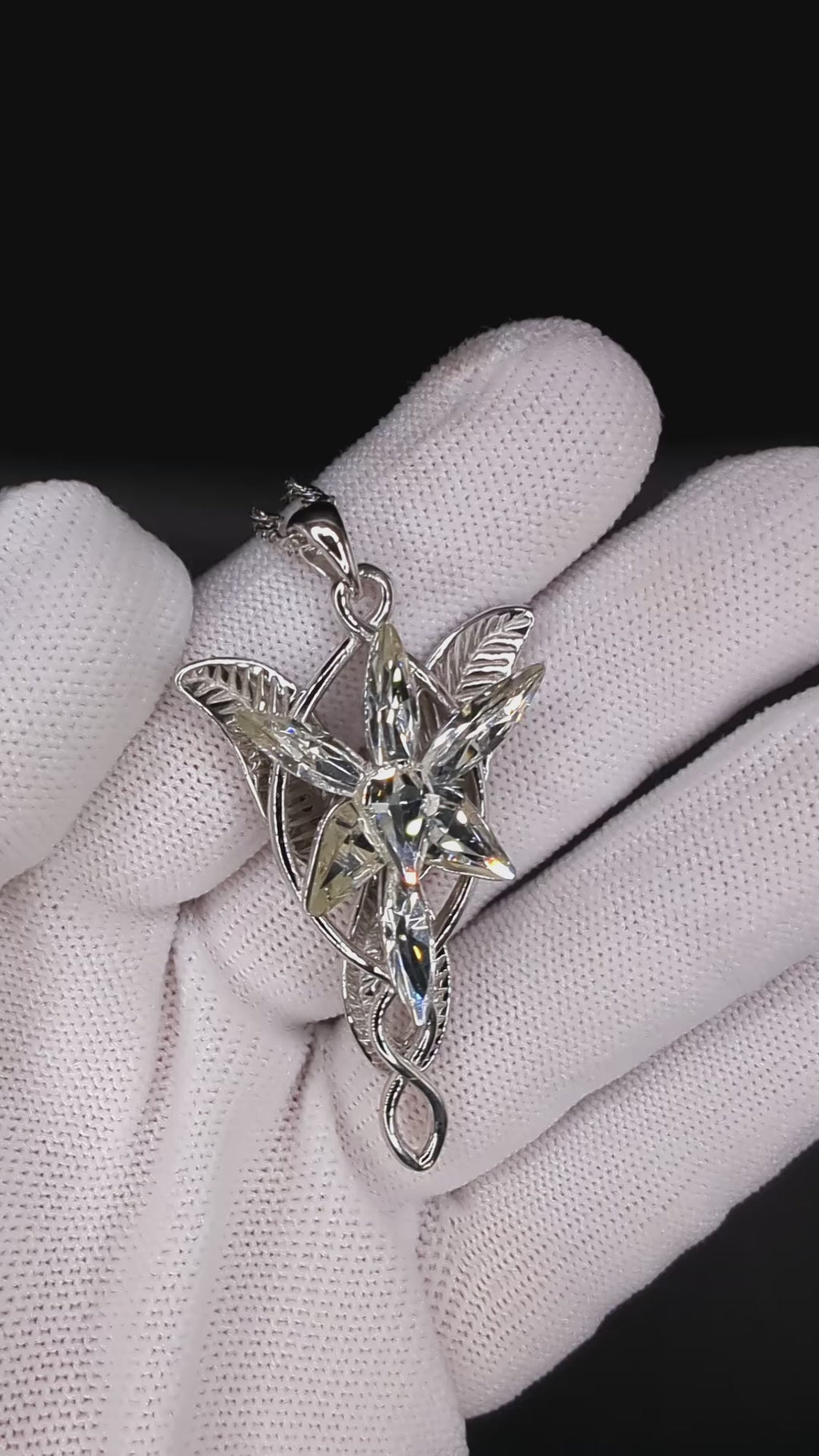 LOTR Arwen Evenstar Necklace, High Quality 925 Solid Sterling Silver Lord of the Rings Evenstar pendant with Free Jewelry Box