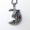 sleeping dragon on moon pendant necklace, dragon jewelry, fantasy jewelry