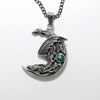 sleeping dragon on moon pendant necklace, dragon jewelry, fantasy jewelry