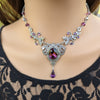 Vintage Amethyst floral crystal necklace made with Swarovski crystals. Wedding Jewelry Set. Bridal jewelry jewelry