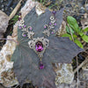 Vintage Amethyst floral crystal necklace made with Swarovski crystals. Wedding Jewelry Set. Bridal jewelry jewelry