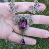 Vintage Amethyst floral crystal necklace made with Swarovski crystals. Wedding Jewelry Set. Bridal jewelry jewelry