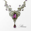 Vintage Amethyst floral crystal necklace made with Swarovski crystals. Wedding Jewelry Set. Bridal jewelry jewelry