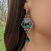 Vintage Emerald Crystal Earrings, Bridal Earrings, Bridal Jewelry Jewelry, Vintage Jewelry set