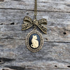 Vintage Cat Cameo Necklace and Earring Set, Cat Jewelry, Vintage Jewelry