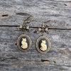 Vintage Cat Cameo Necklace and Earring Set, Cat Jewelry, Vintage Jewelry