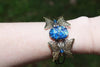 Blue Sea Glass Opal Butterfly Cuff Bracelet made with Sapphire Swarovski crystals