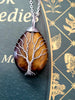 Natural Tiger's Eye Tree of Life Wire Wrapped Stone Necklace, Hippie Jewelry, Healing Stone Jewelry, Tiger Eye Jewelry, Chakra Jewelry
