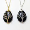 Natural Black Obsidian Tree of Life Wire Wrapped Stone Necklace, Wire Wrap jewelry, Hippie Jewelry, Healing Stone Jewelry