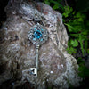 Sterling Silver Aquamarine Elven Key Necklace made with Swarovski crystals, Elvish Jewelry, Fairy Jewelry, Fantasy Jewelry, Key Jewelry