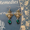 Bumblebee dangle earrings in gold and silver with Emerald and Turquoise Crystals, Bumblebee jewelry, Nature Jewelry, Hippie Jewelry