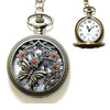 Butterfly Pocket Watch Necklace with Red Swarovski Rhinestones, Butterfly Jewelry