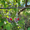 Bat Earrings with Red Hearts, Halloween Jewelry, Bat Jewelry, Halloween Earrings