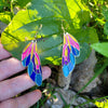 Gold Rainbow Dangle Butterfly Wing Earrings, Butterfly Jewelry