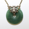 Natural Aventurine donut shaped stone with Sterling Silver plated Brass bumble bee necklace.