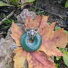 Natural Aventurine donut shaped stone with Sterling Silver plated Brass bumble bee necklace.