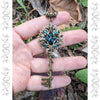 Bronze Elven Fantasy Key Necklace Jewelry made with Emerald Swarovski Crystals.