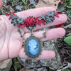 Victorian Red Rose Cameo Choker Necklace