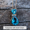 Stylish Crystal Cat Necklace with Many Color Options, Cat Jewelry, Cat Pendant