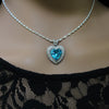 925 Sterling Silver Blue Topaz Cubic Zirconia Heart Pendant Necklace.